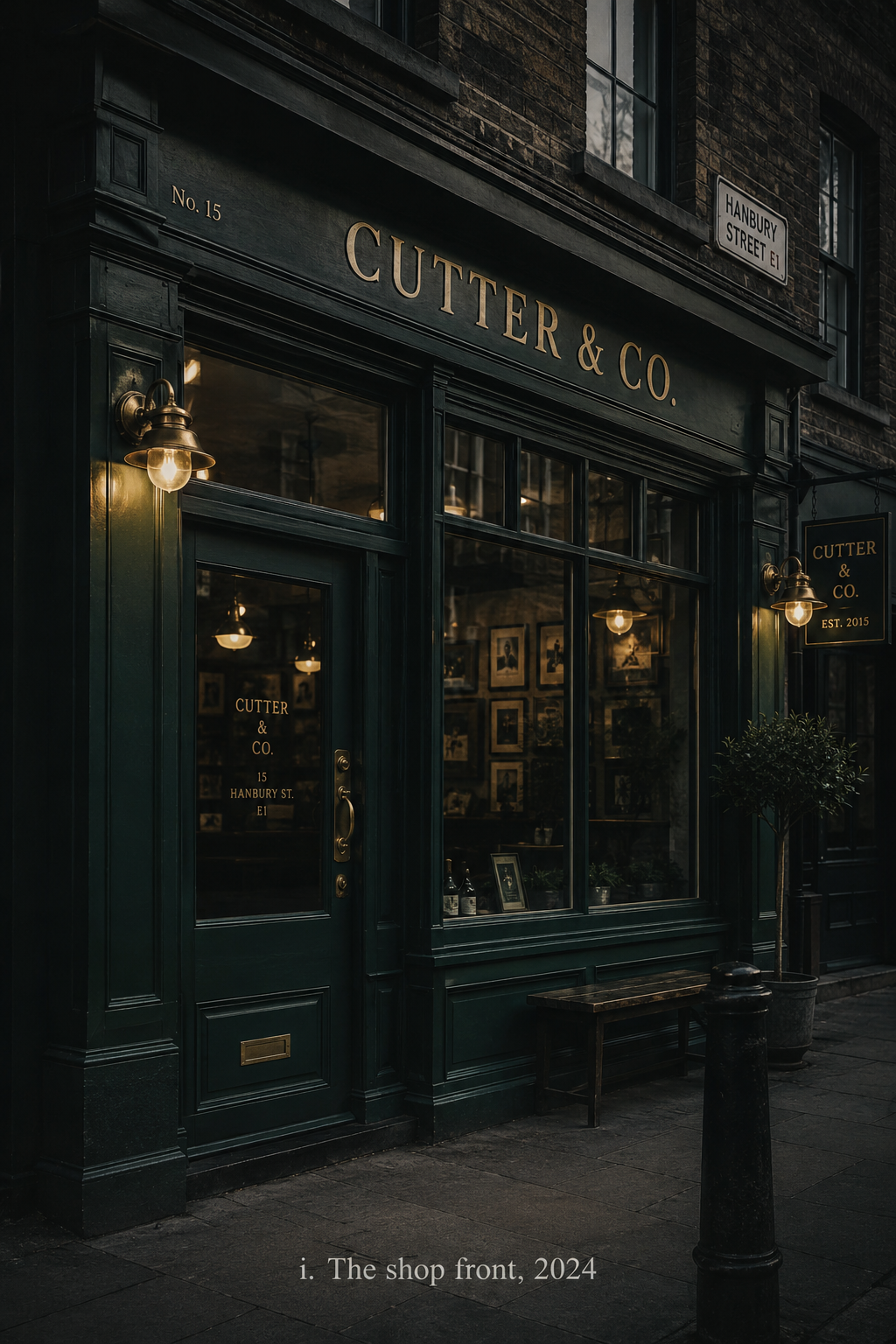 The shop front of Cutter & Co. on Hanbury Street, 2024