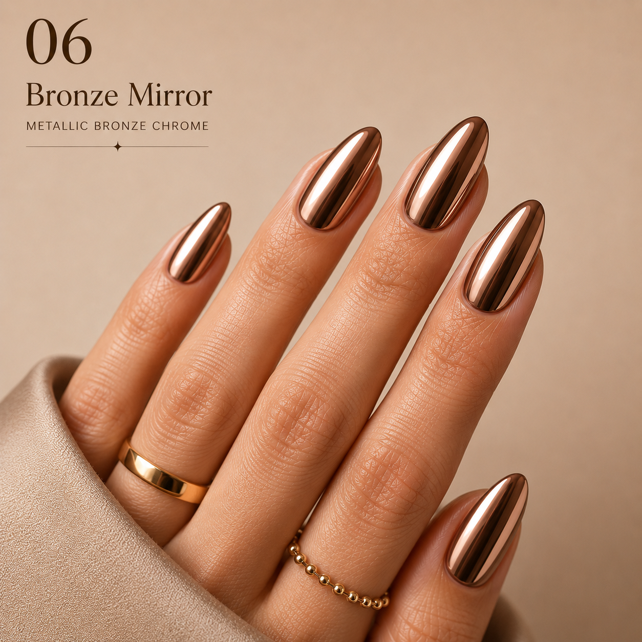 Bronze Mirror - hand-painted nail look N° 07