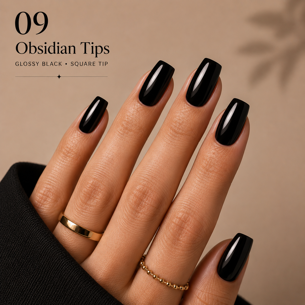 Obsidian Tips - hand-painted nail look N° 09