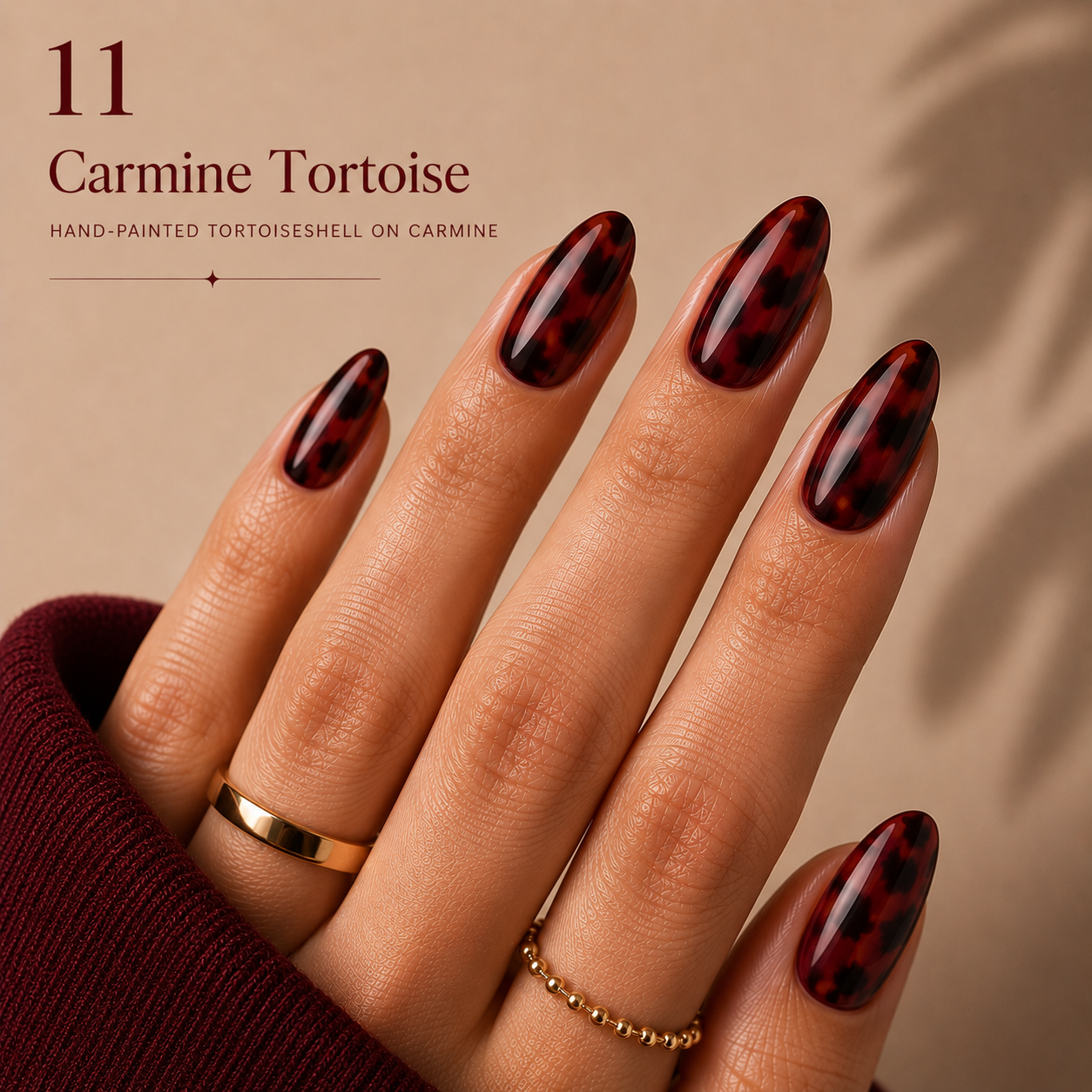 Carmine Tortoise - hand-painted nail look ATELIER