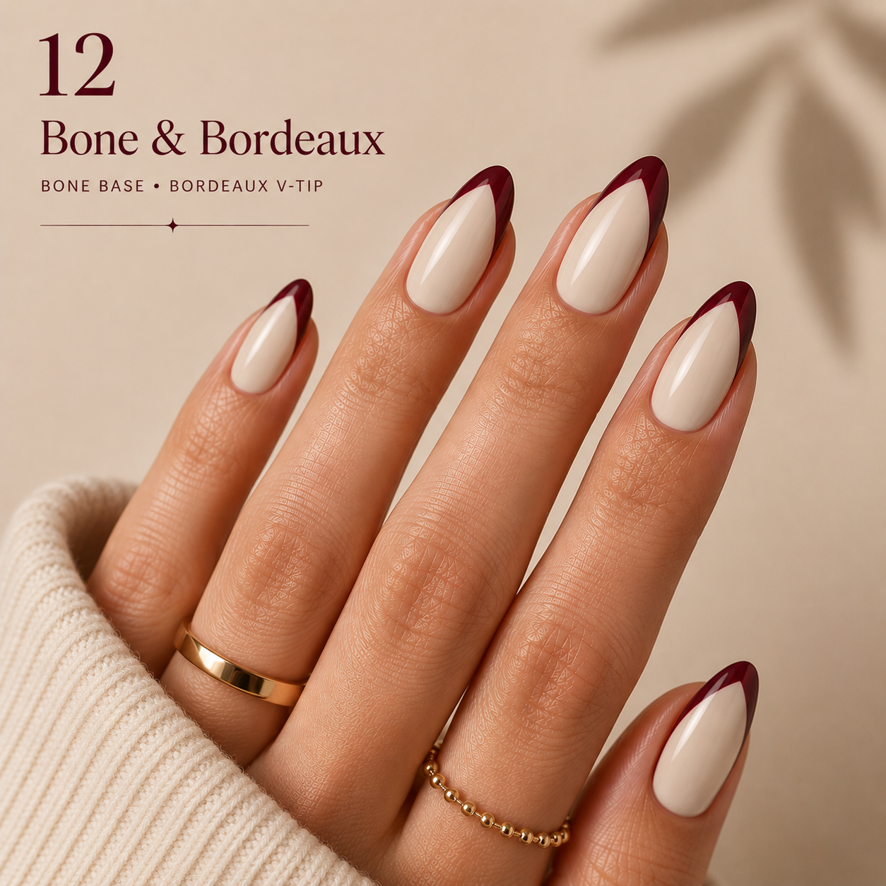 Bone & Bordeaux - hand-painted nail look ATELIER