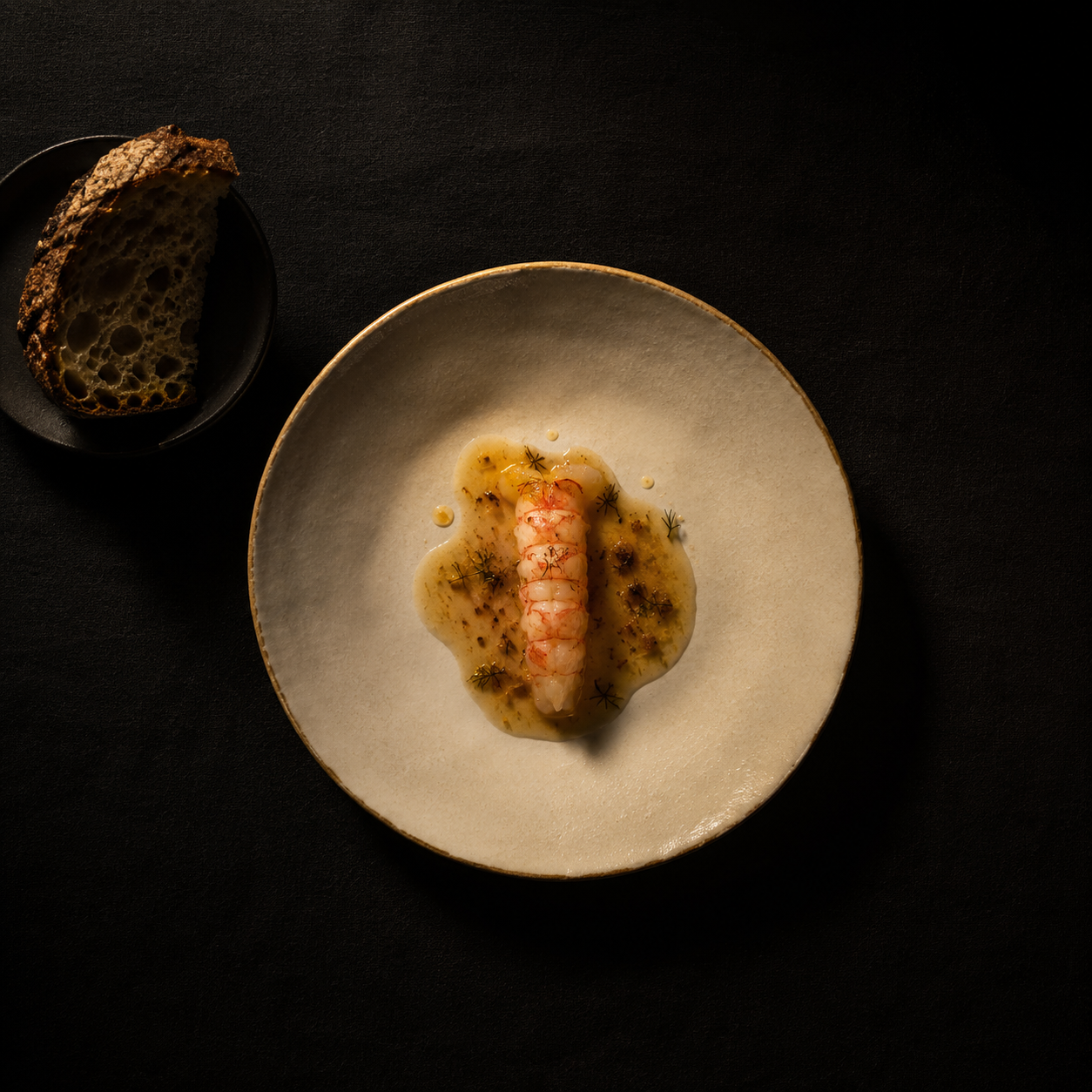 A single plate at the chef's table