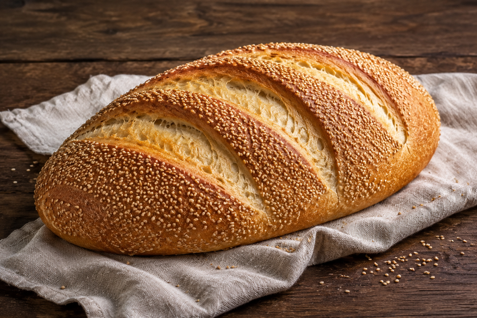 Semolina sesame-crust oval loaf