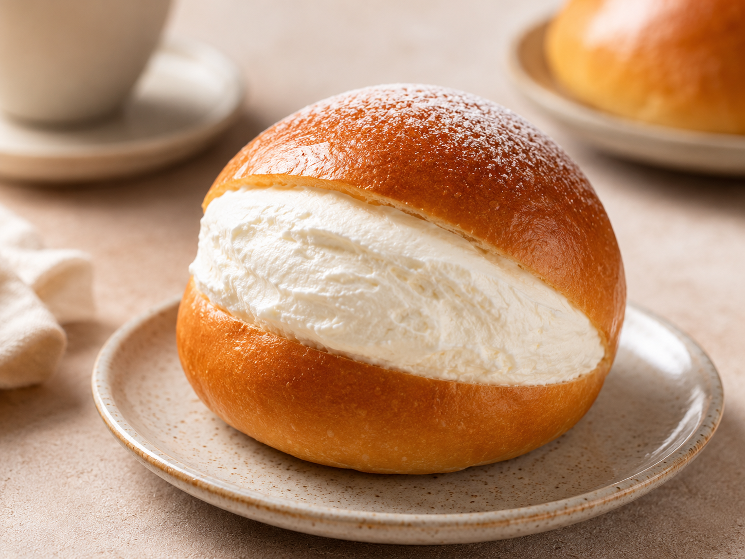Maritozzo split, whipped cream