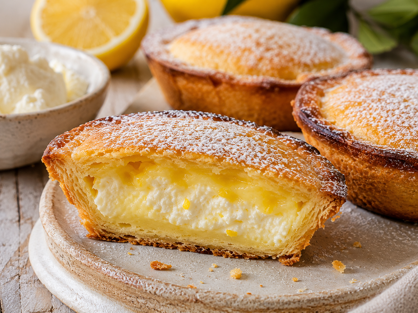 Pasticciotto, lemon and ricotta